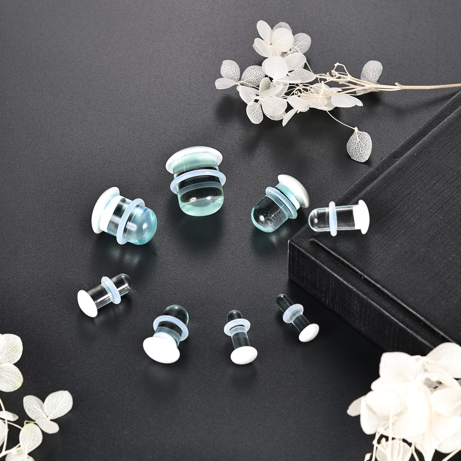 Single Flare Plugs Tunnels Glass Ear Gauges Ear Lobe Stretching Piercing 3-25MM