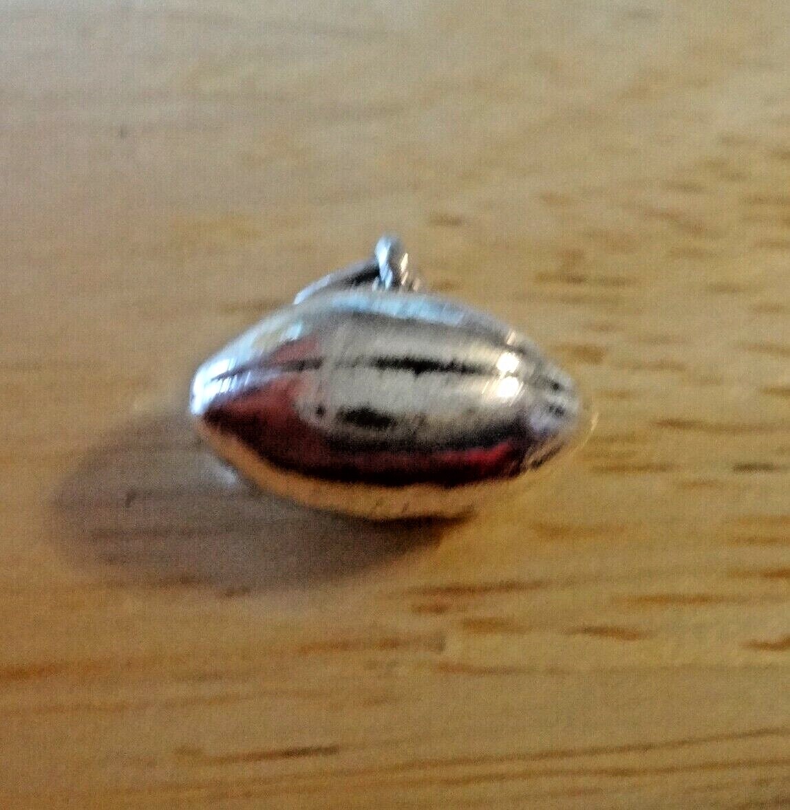 Sterling Silver 3D 11x15x8mm Solid Football Ball Charm