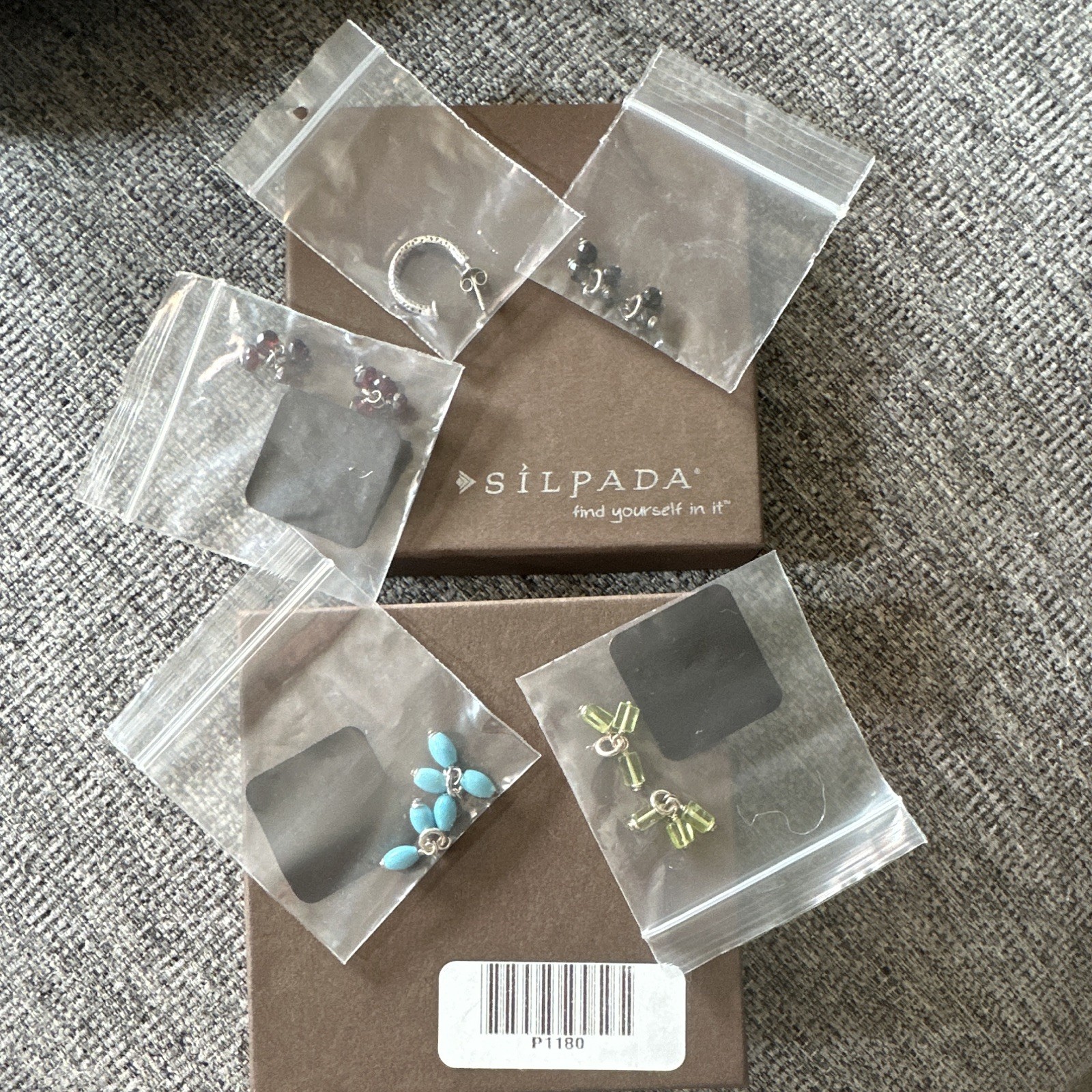Silpada 4-Pair Mixed Earrings Multicolor Metal/Glass (missing 1 earring)P1180