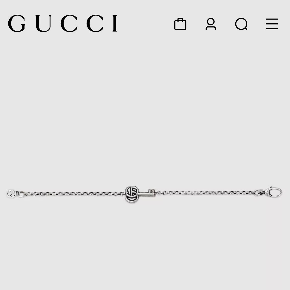 Authentic Gucci Double G Marmont Key Charm Bracelet 925 Silver Made in Italy NEW
