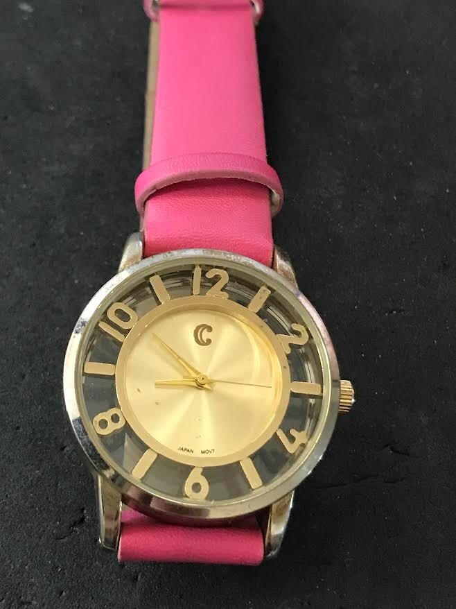 Fashion 37mm Transparent Dial Quartz Analog Women’s Watch New Battery (#1451)
