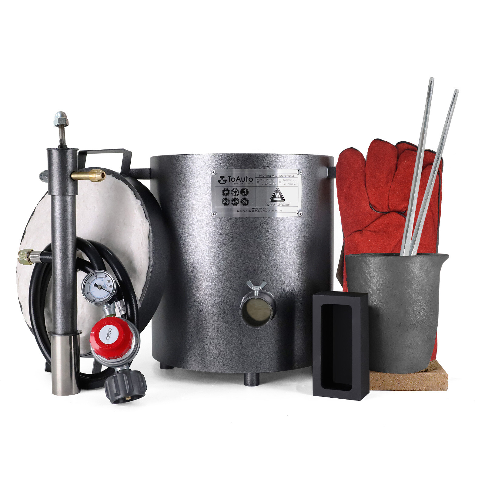 TOAUTO 6KG Propane Gas Melting Furnace Kit Metal Copper Silver Aluminium Casting