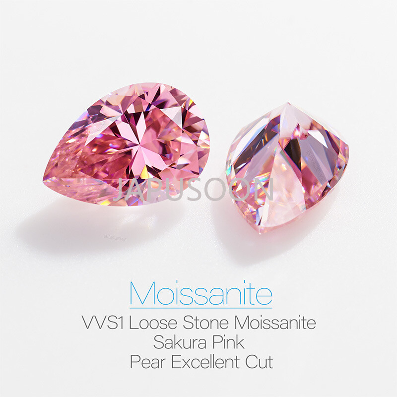 1~5ct VVS1 Pink Pear Excellent Cut Moissanite Loose Gemstones & GRA Jewelry Make