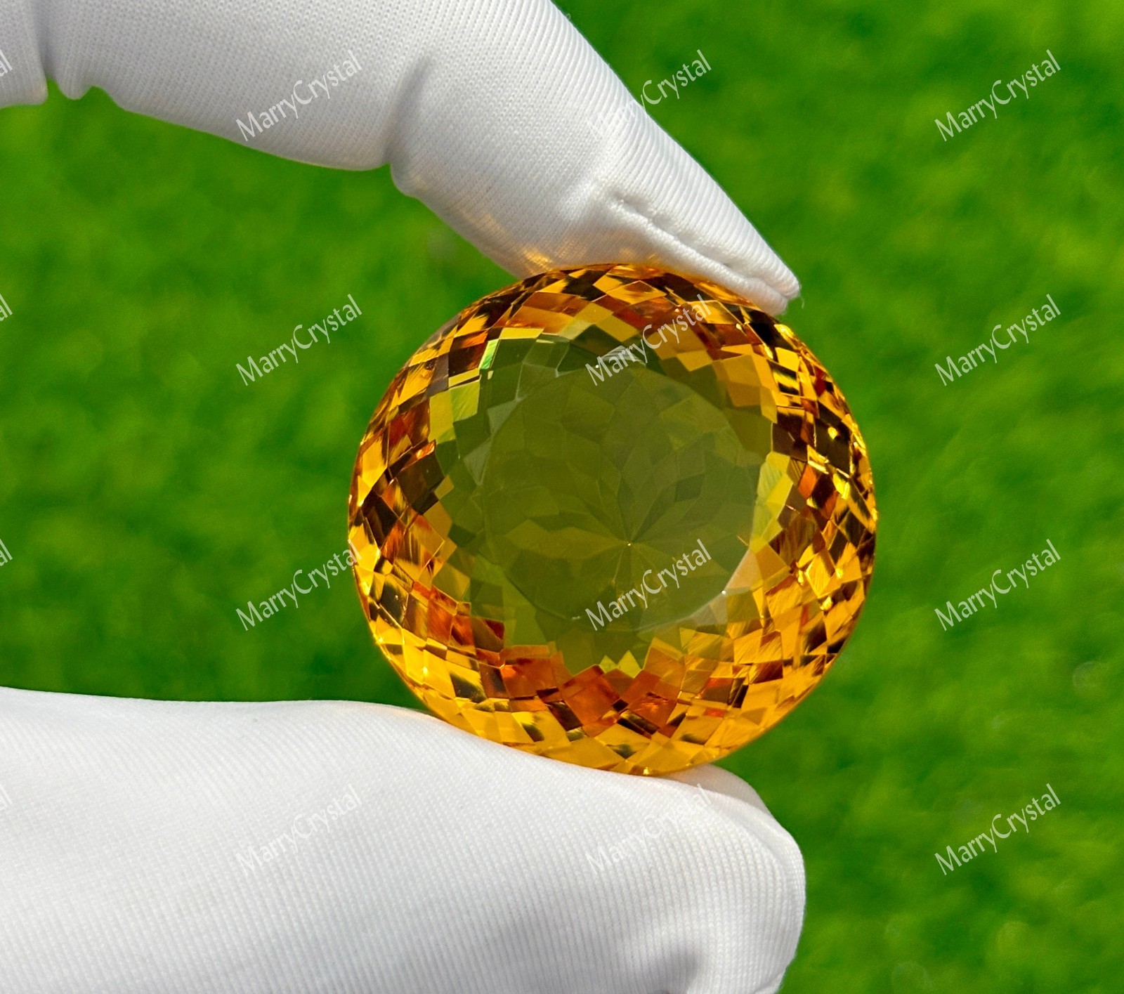 105 Ct Top Color Madeira Yellow Citrine Round Shape Glass Field Loose Gemstone