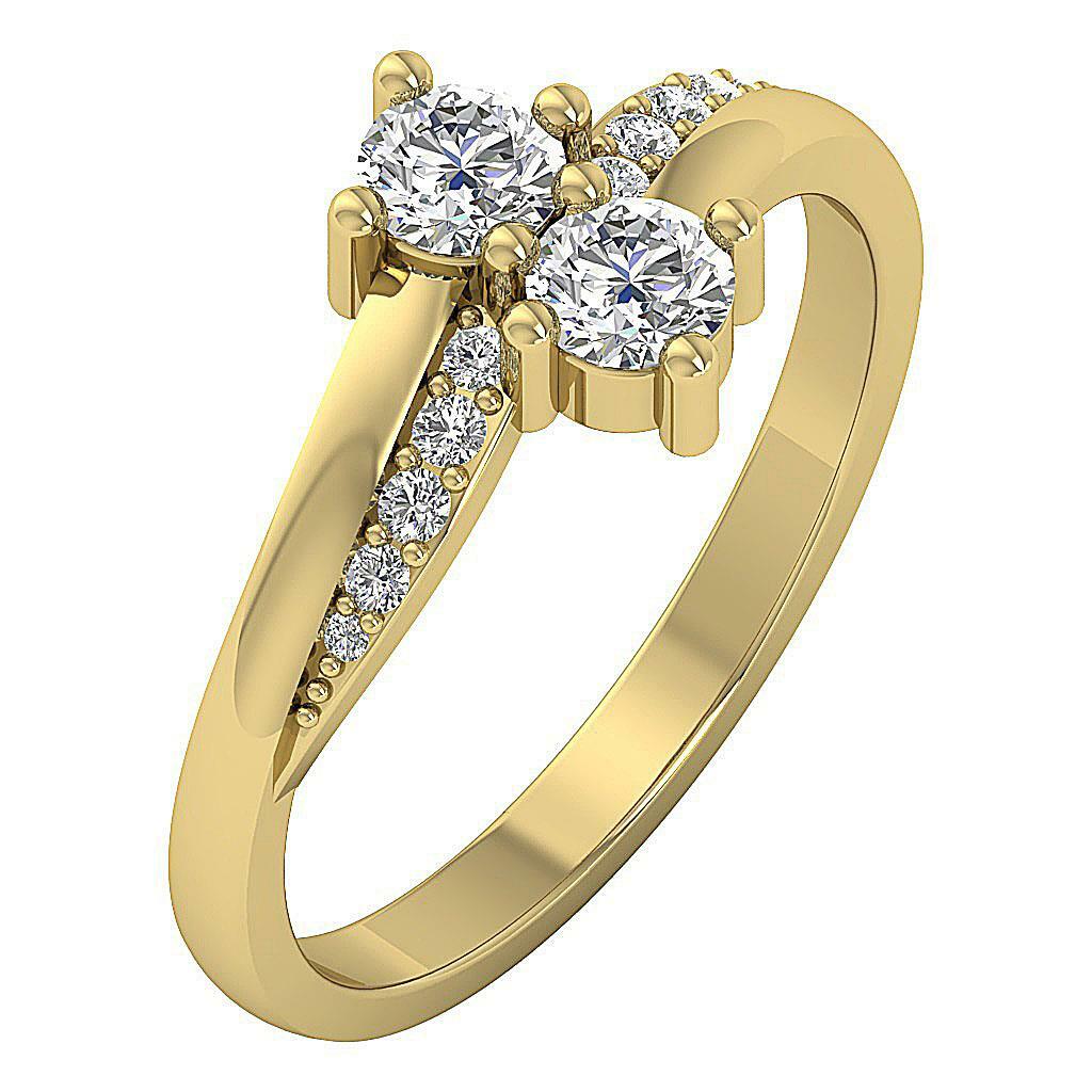Forever Us Two Stone Ring I1 G 0.70 Carat Natural Round Cut Diamond 14K Gold