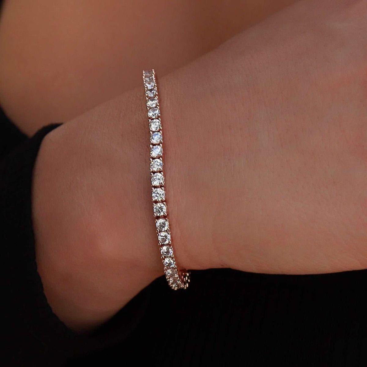 14K Rose Gold Plated Round Created Diamond Women’s Classic Tennis Bracelet Gift