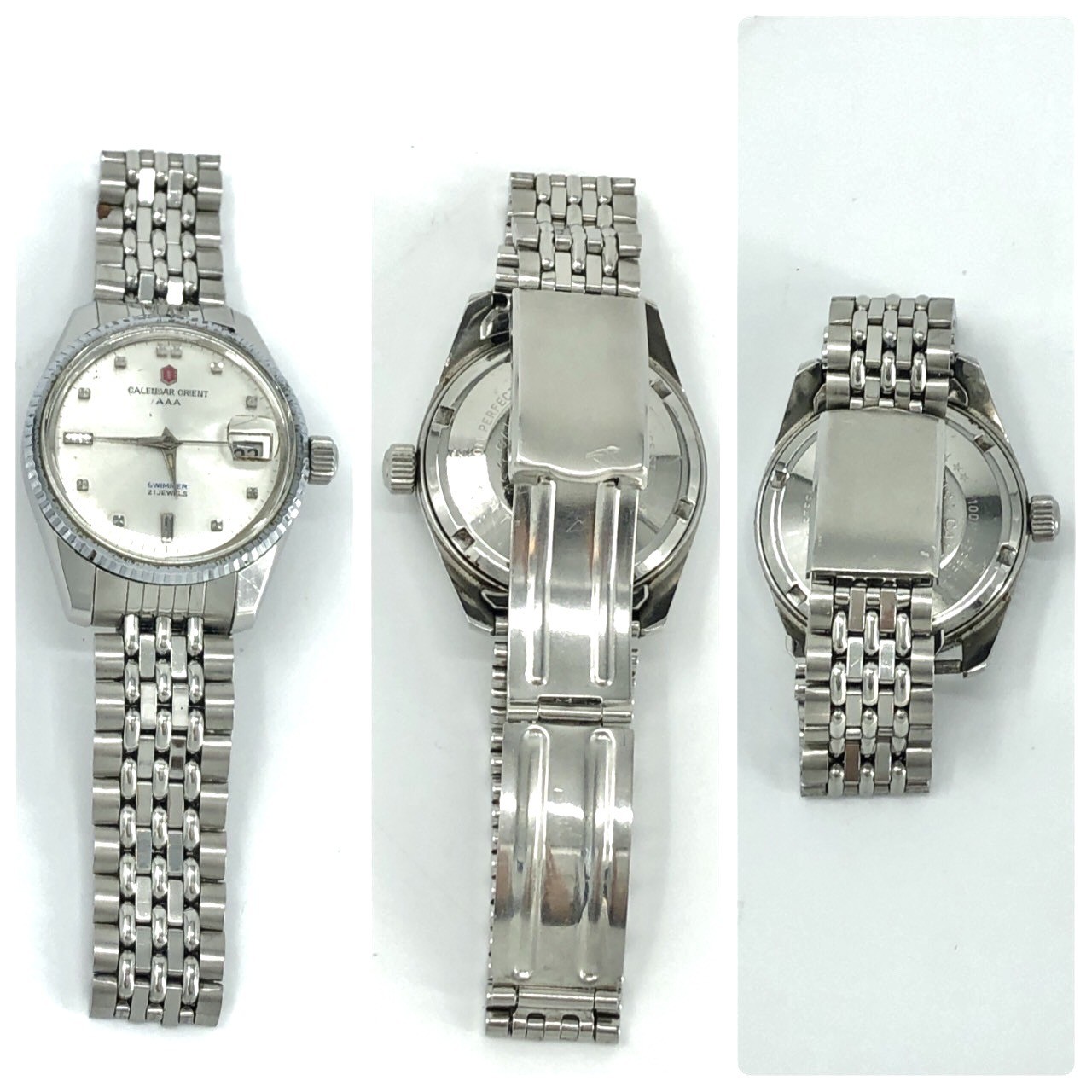 ORIENT CALENDAR AAA SWIMMER Automatic 21 Jewels Silver Dial Date Wristｗatch