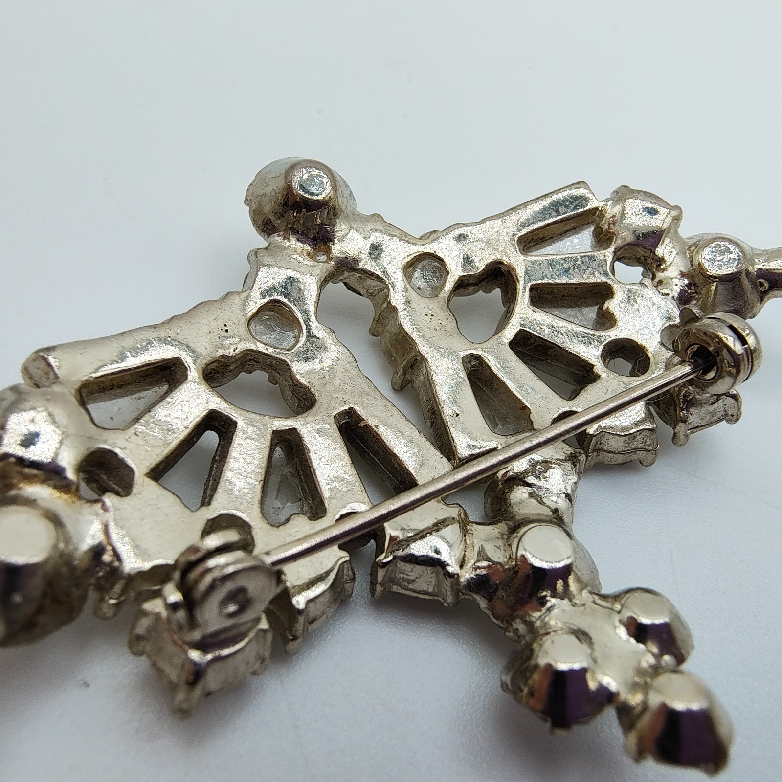 Vintage Art Deco Rhinestone Crown Brooch Old Hollywood Regency Tiara Royalcore