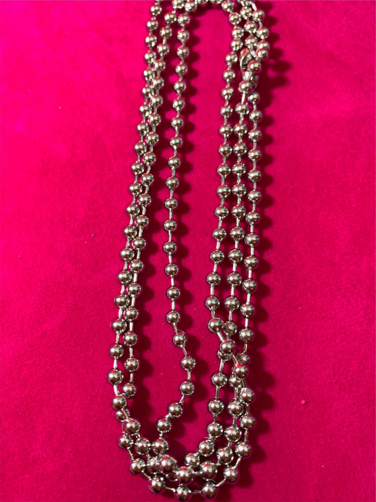 72 INCH 4MM STAINLESS STEEL SILVER BALL CHAIN WITH A MILITARY CLASP