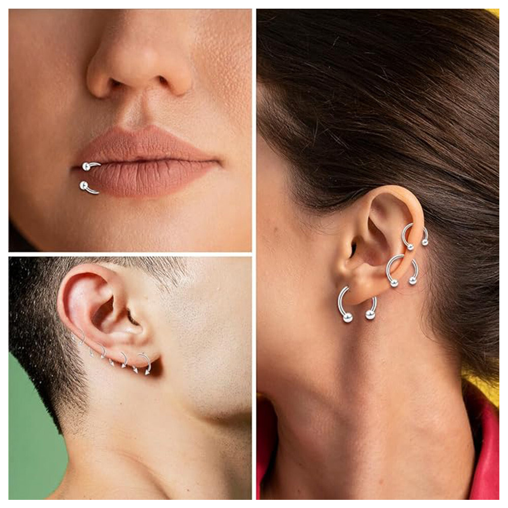 Horseshoe Rings Circular Barbells 16G 14G Surgical Steel Ball Spike Septum Rings