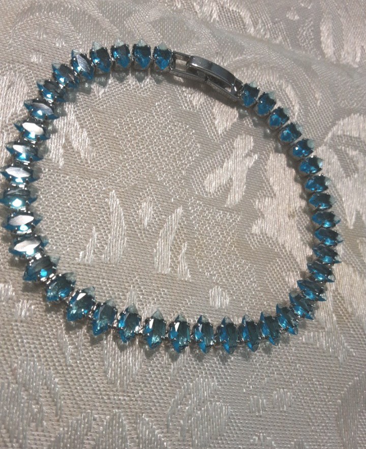 10 ctw simulated swiss blue topaz marquise cut stones tennis bracelet