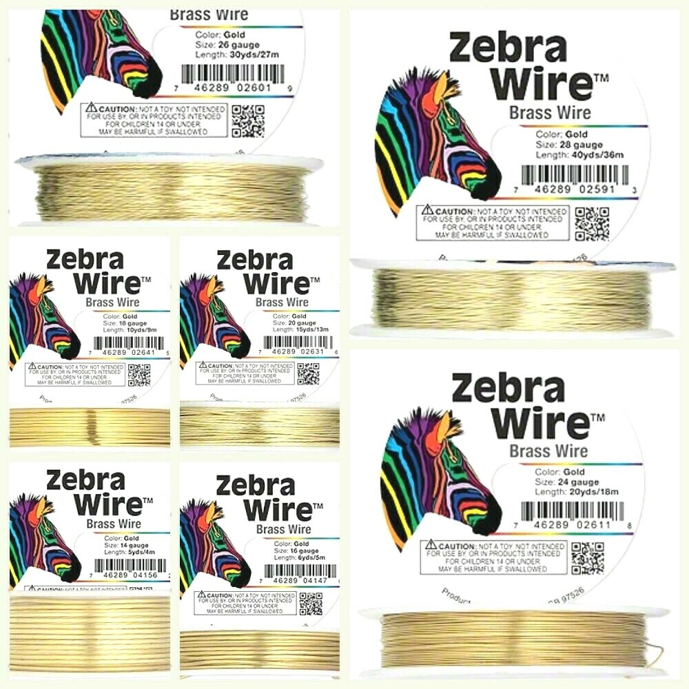 Zebra Wire Gold Color Brass Round Wire 12 14 16 18 20 22 24 26 28 gauge Jewelry