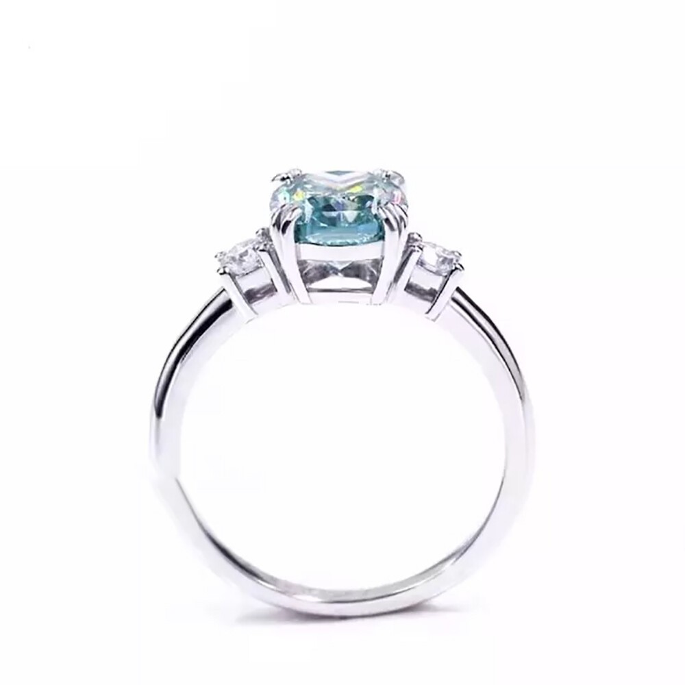 Certified 3.20 Ct Blue Diamond Solitaire Engagement Ring In 925 Sterling Silver