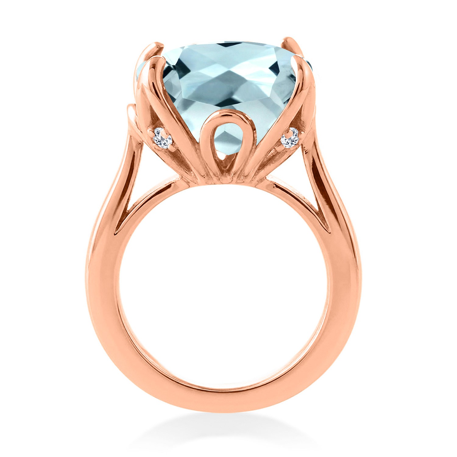 10.90 Ct Sky Blue Simulated Aquamarine White Topaz 18K Rose Gold Plated Silver