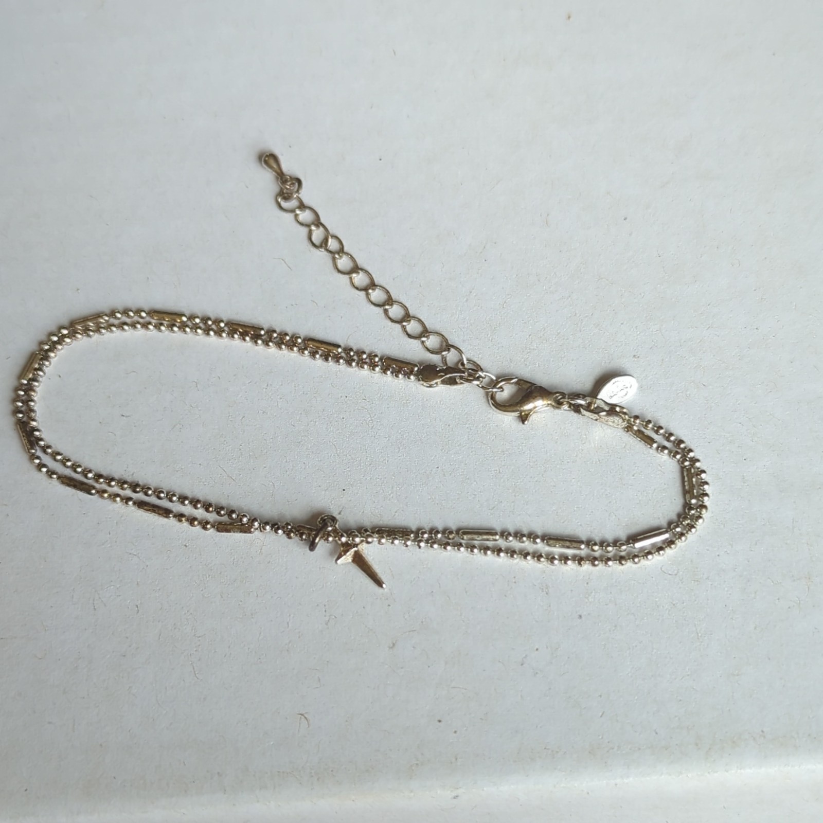 Signed Premier Designs Silver Tone Double Strand Ball Chain Bracelet Lobster