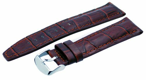 Rev ITAL324 Brown 24mm Alligator-Embossed Genuine Leather Watch Band