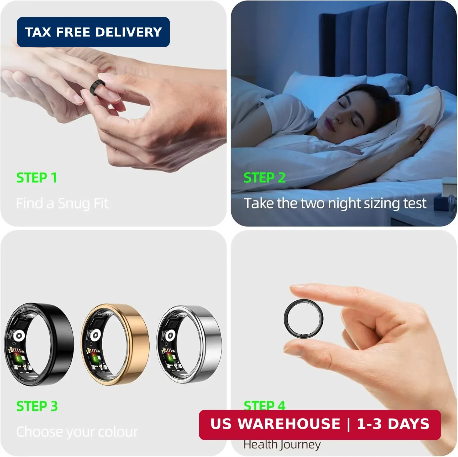 Smart Ring Sizing Kit – 8 Sizes (6-13) for Men & Women – Accurate Measurement To