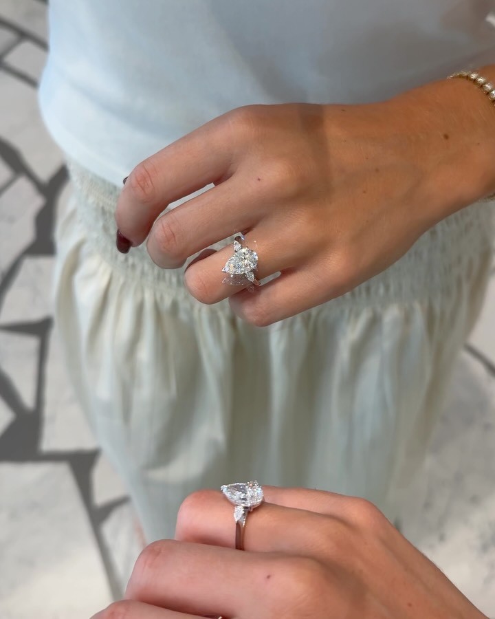 3.25 Ct Pear Cut Lab Grown Diamond Forever Engagement Ring Solid 14K White gold