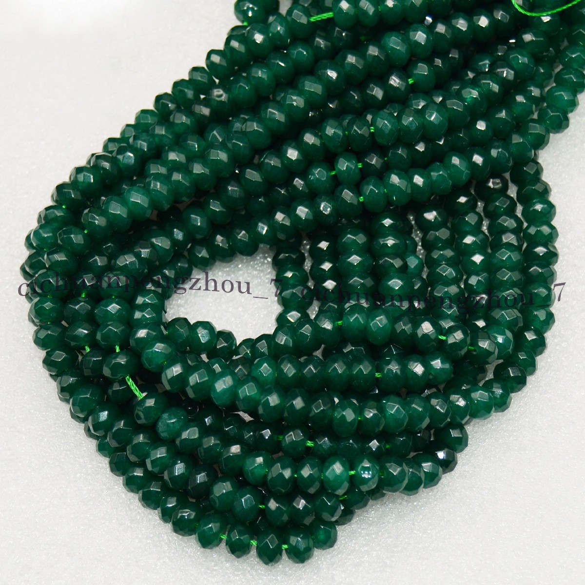 Deep Green Jade 5x8mm Faceted Rondelle Gemstone Loose Beads 15” Strand