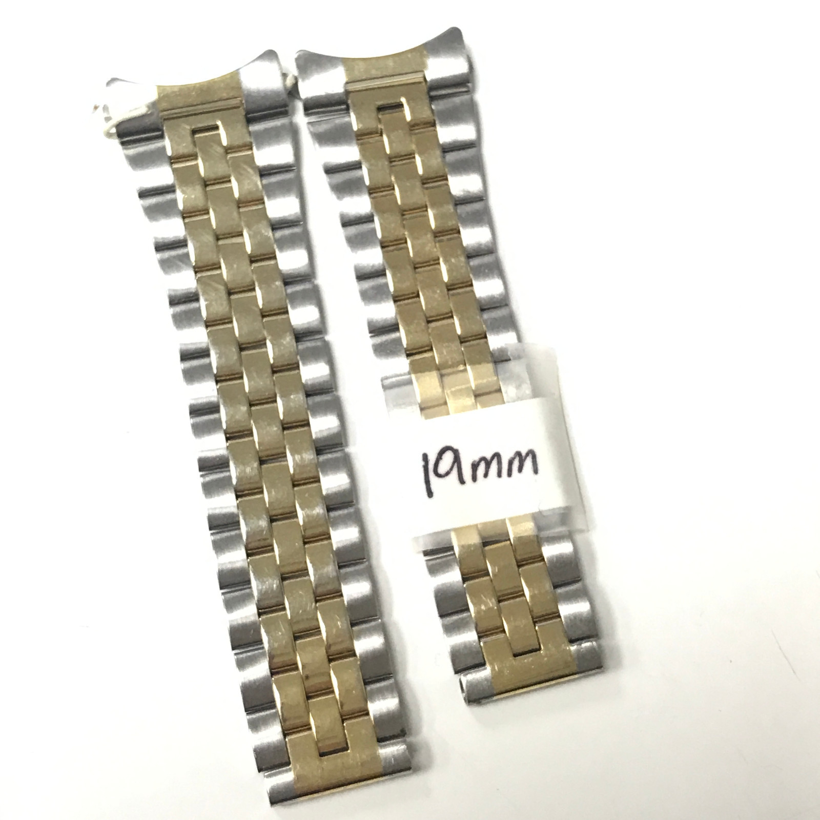 S. Steel Hong Kong Silver-Gold 20mm No Deployment Clasp or Fold Over Band Only