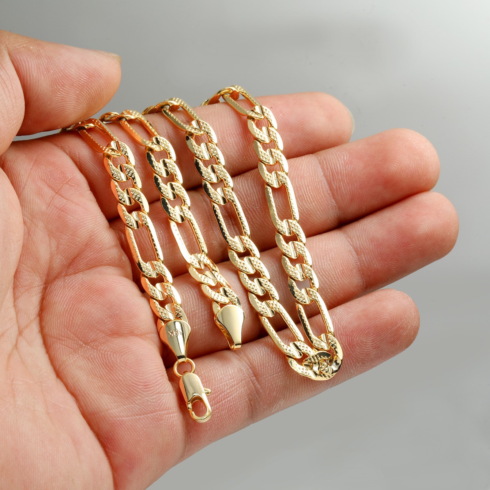 Frost Italy Figaro Chain 18K Gold Plated 7mm 24″ Hip Hop Fashion For Men & Women