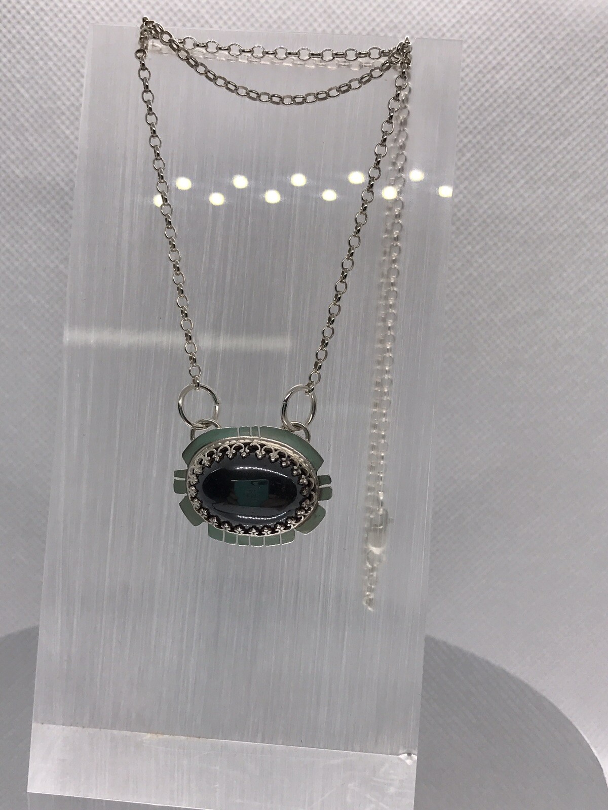 Hematite Pendant In Sterling Silver 18” Chain