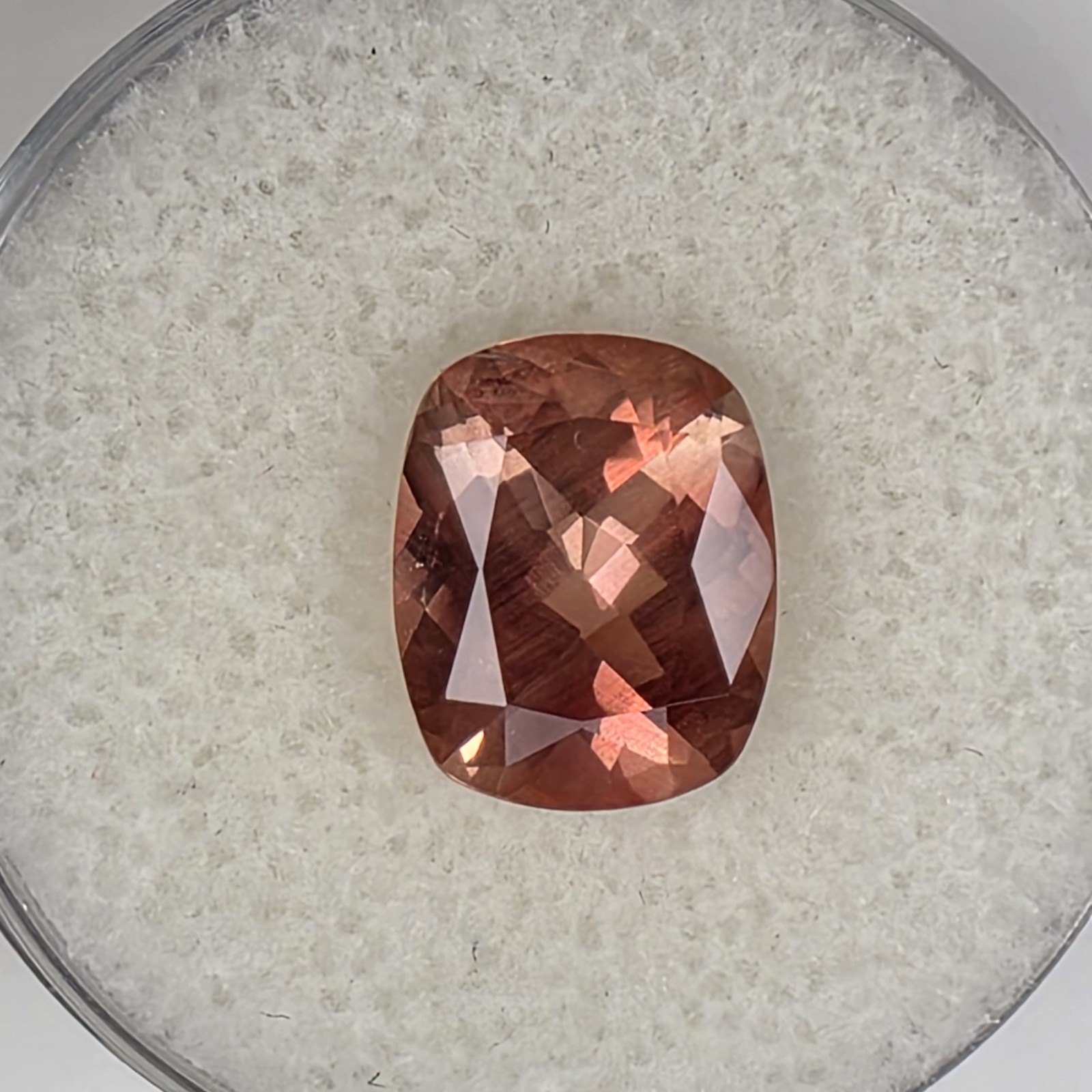 2.53 ct Oregon Sunstone –Cushion Cut – Pink Color Center Under Table