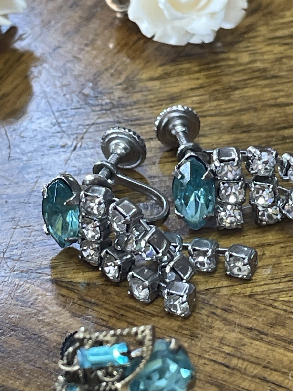 9 Pair Mid Century Clip & Screw On Earrings. Some Signed. Weiss, Star, Etc