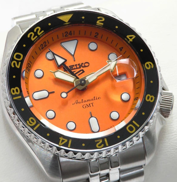 Seiko 5 Sports Automatic Men’s Orange Dial GMT Sports Watch SSK005