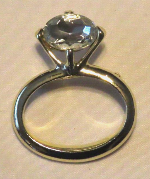 Gold-Tone 2″x1.5″ Clear Rhinestone Engagement Ring Brooch Pin