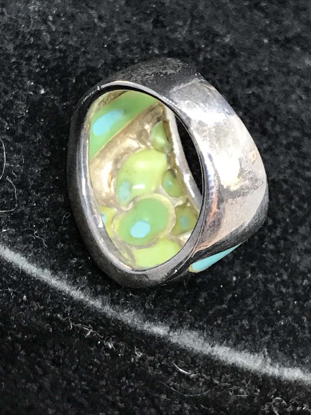 Vintage Native American Sterling Silver Makers Marked Turquoise Ring sz 5.5