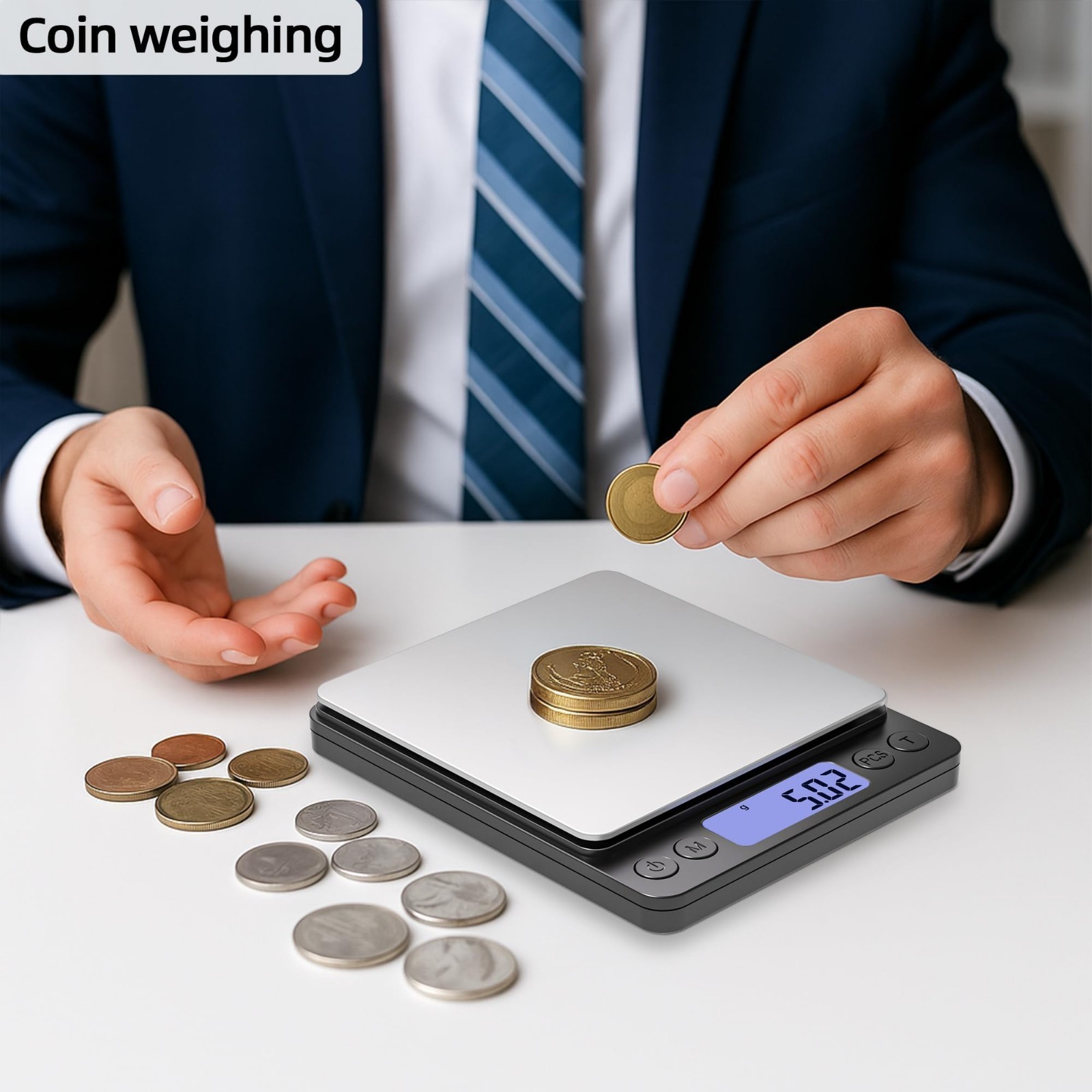 Precision Digital Jewelry Scale 500g x 0.01g – Backlit LCD, Tare Function for Ge