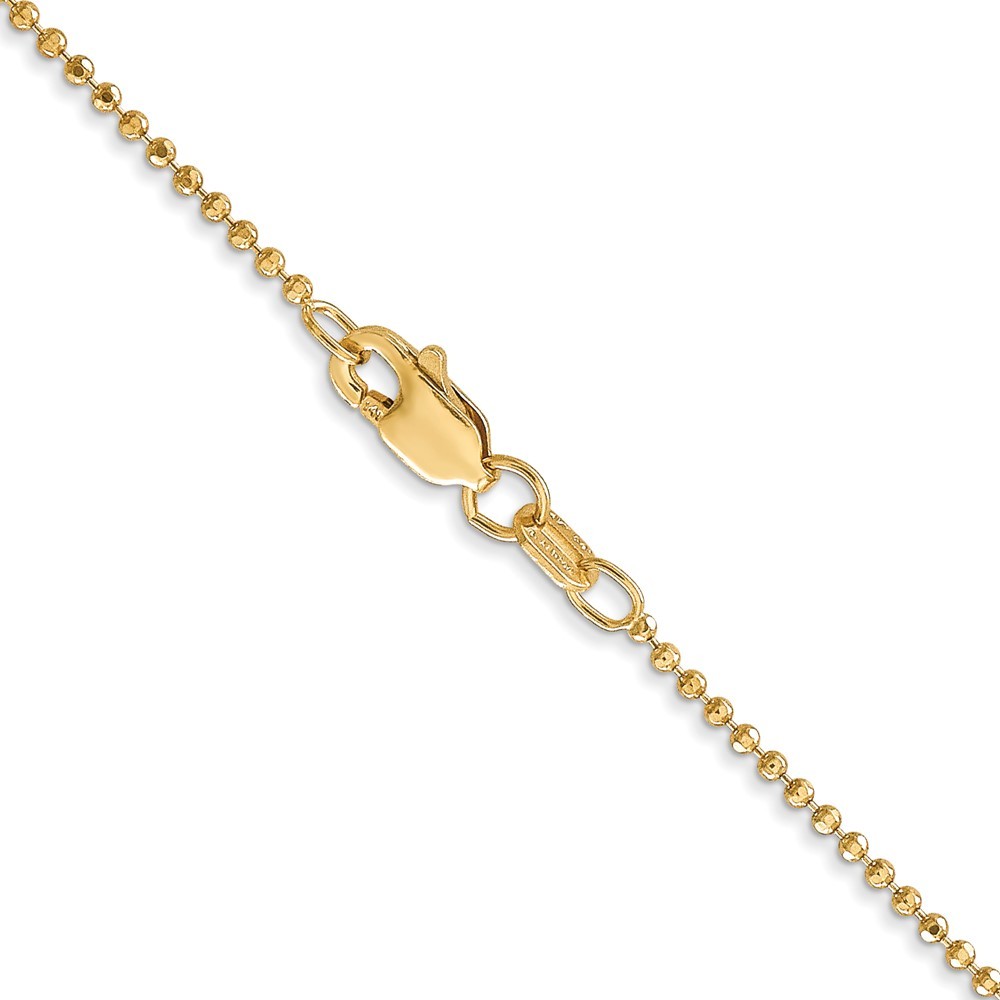 14k Yellow Gold 1.2mm Beaded Chain Necklace 20″ for Women 2.78g