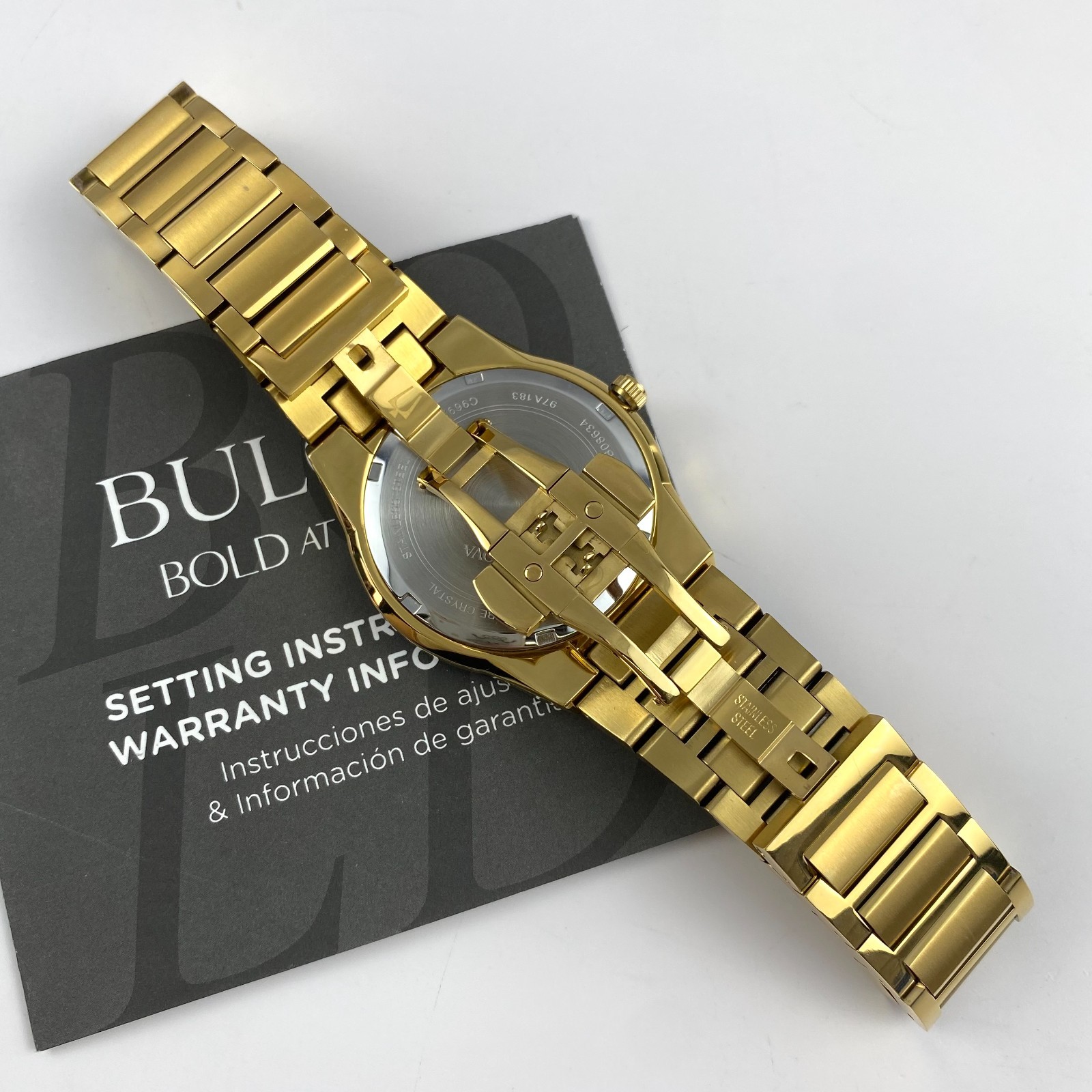 Bulova Modern Millennia 97A183 Men’s Gold Tone Black Dial Quartz Watch 41mm