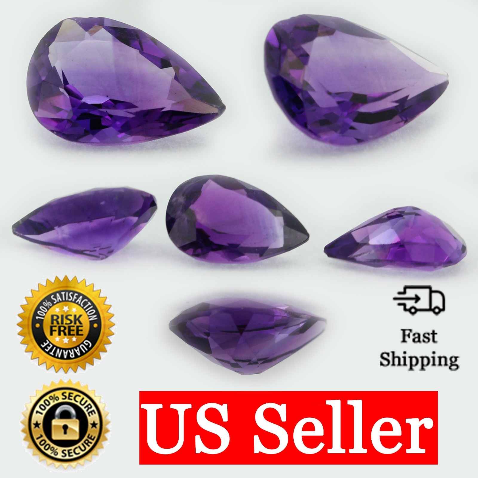 Loose Pear Shape Cut Genuine Natural Amethyst Stone Single Purple Birthstone