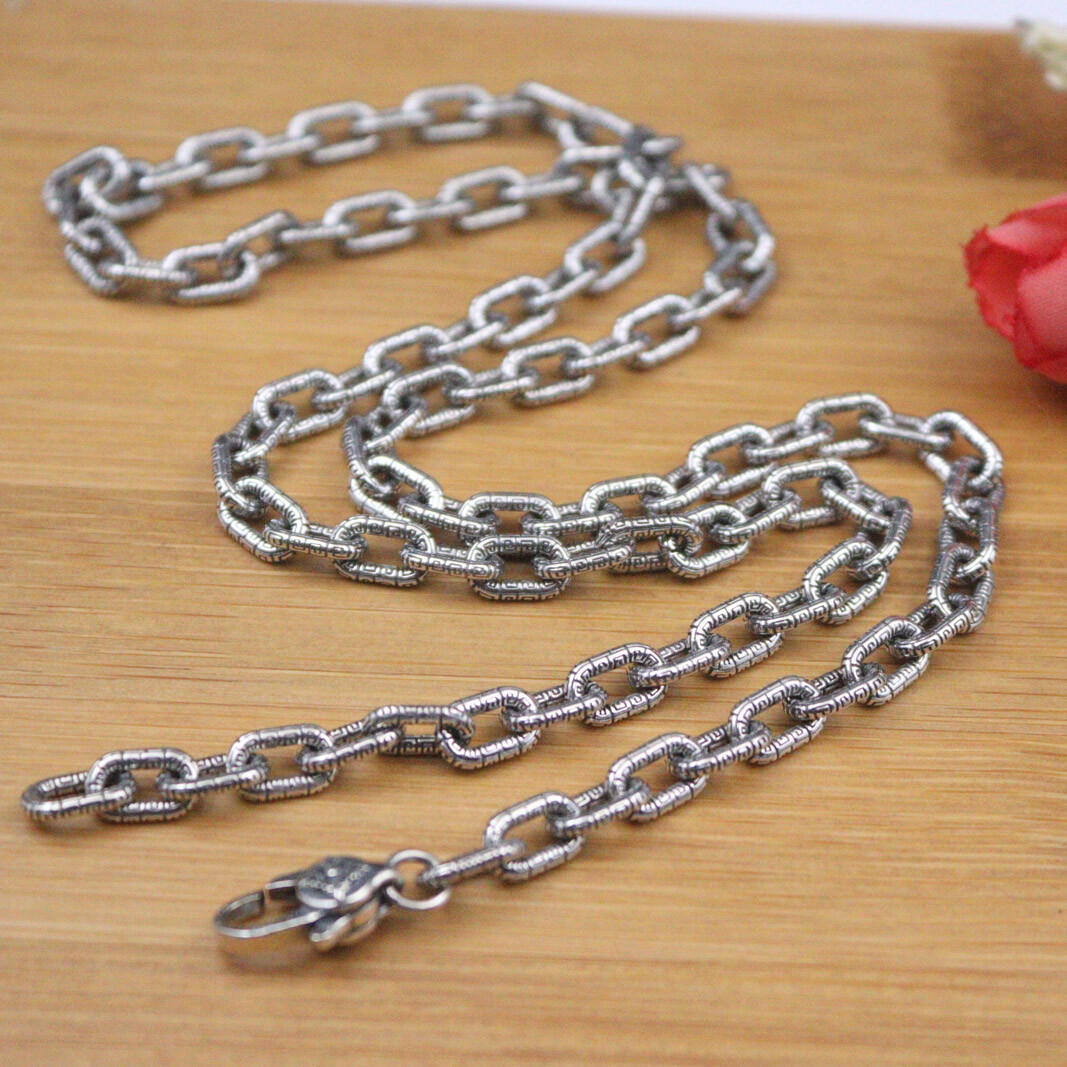 Real S925 Sterling Silver Men’s Necklace 5mm Rectangle Cable Link Chain 22inchL