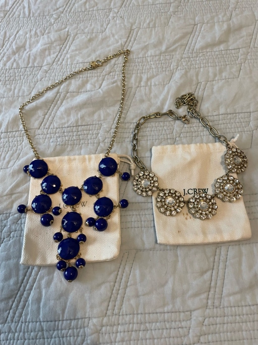 Two J.Crew Statement Necklace Duo – Cobalt Blue & Crystal