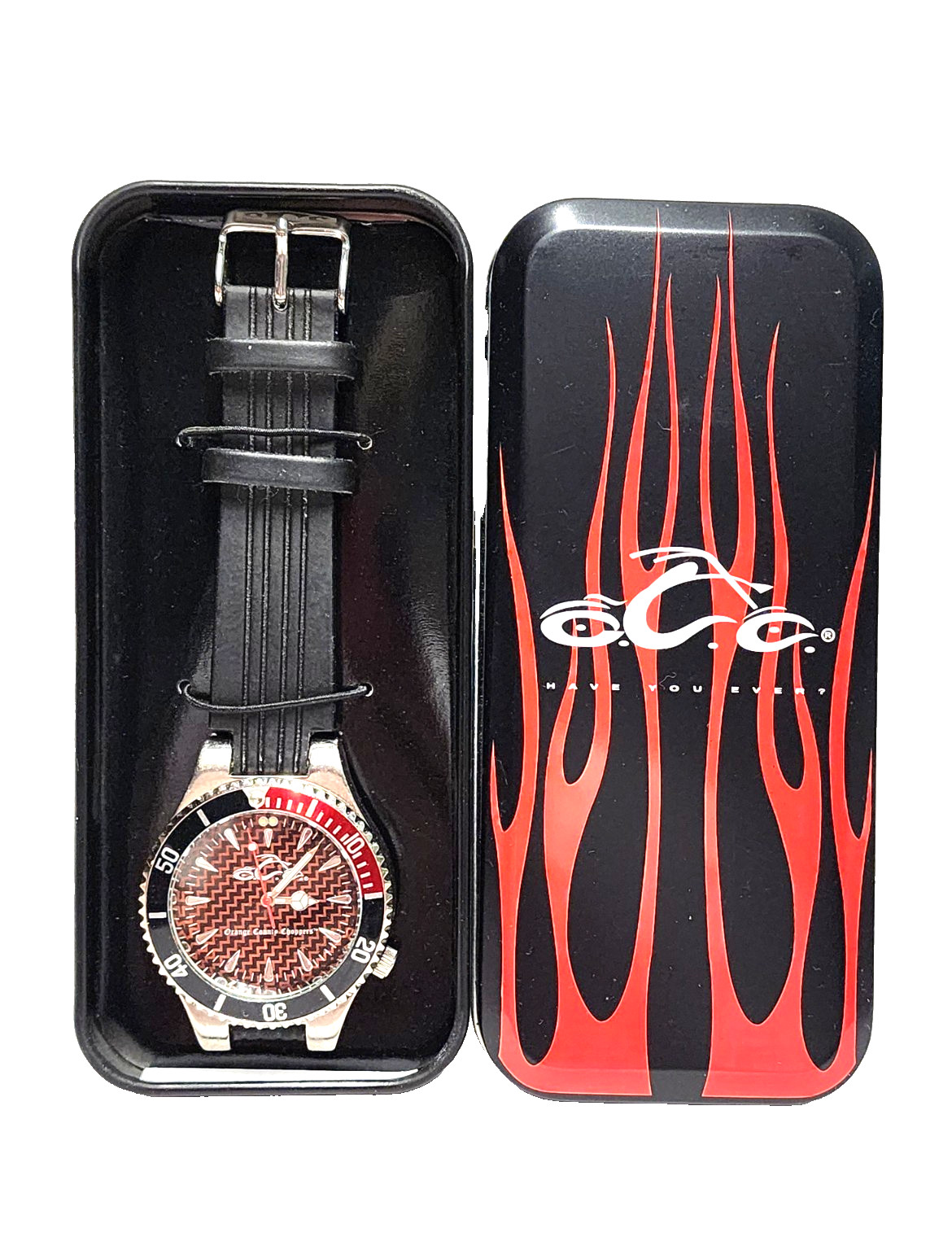 New 2004 Men’s Orange County Choppers Collectible Watch Red Black Chrome Logo