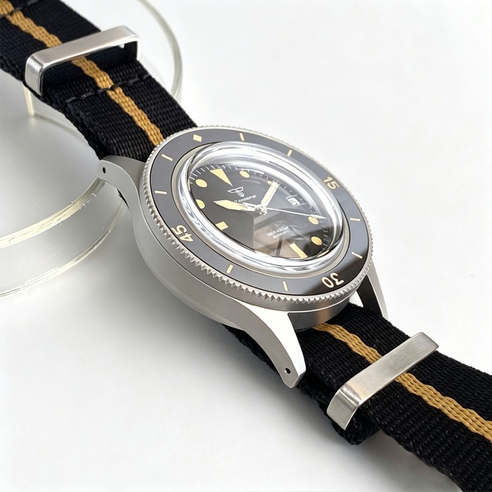 Tandorio 40mm Sapphire Black Dial Ceramic Bezel 20ATM Auto Japan NH35 Men Watch