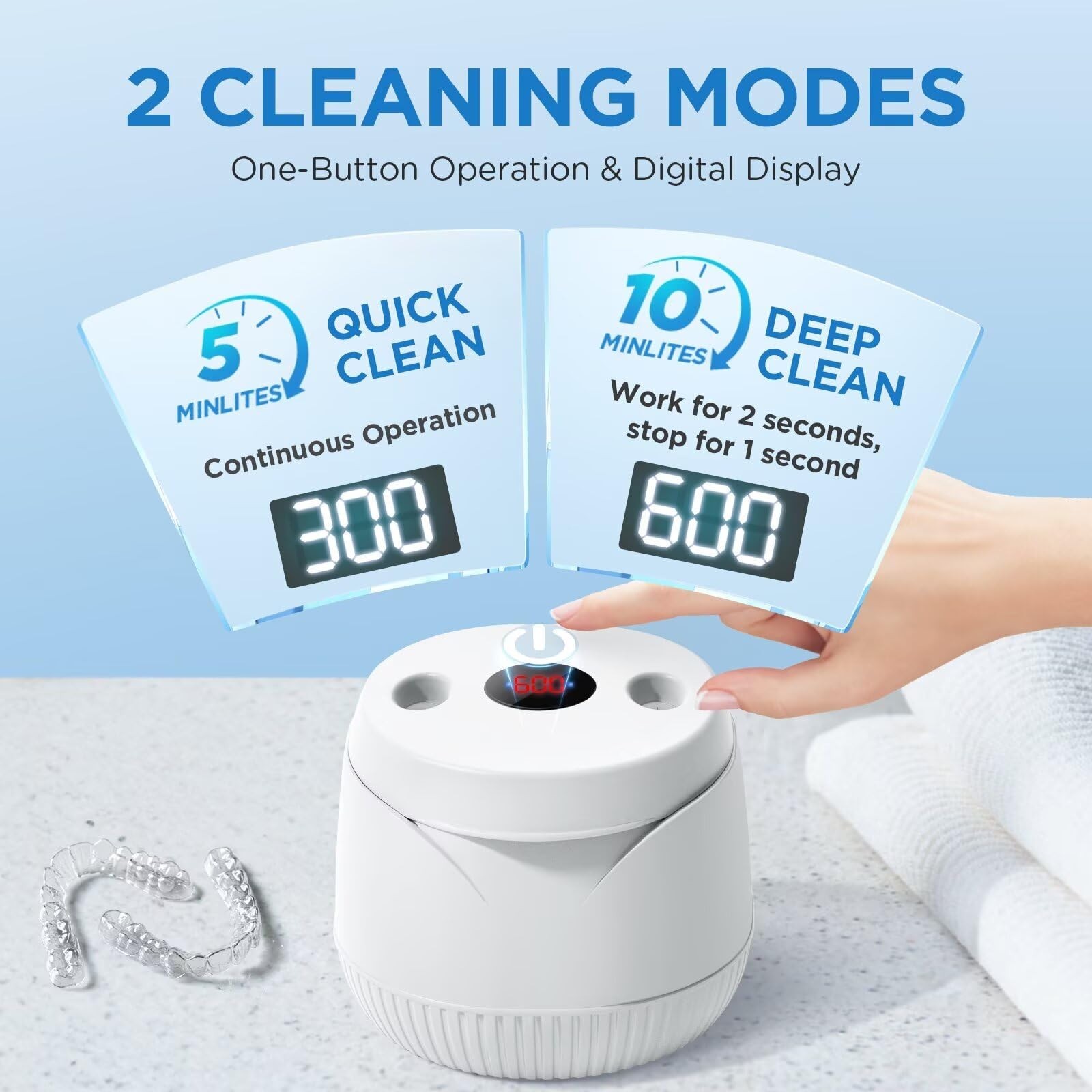 Ultrasonic Dental Cleaner Machine 45kHz with Timer & 200ML for Dentures, Aligner