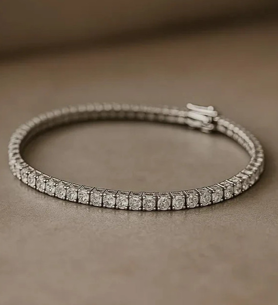 6.60CT Round Cut Natural Diamond Engagement Tennis Bracelet 14K White Gold