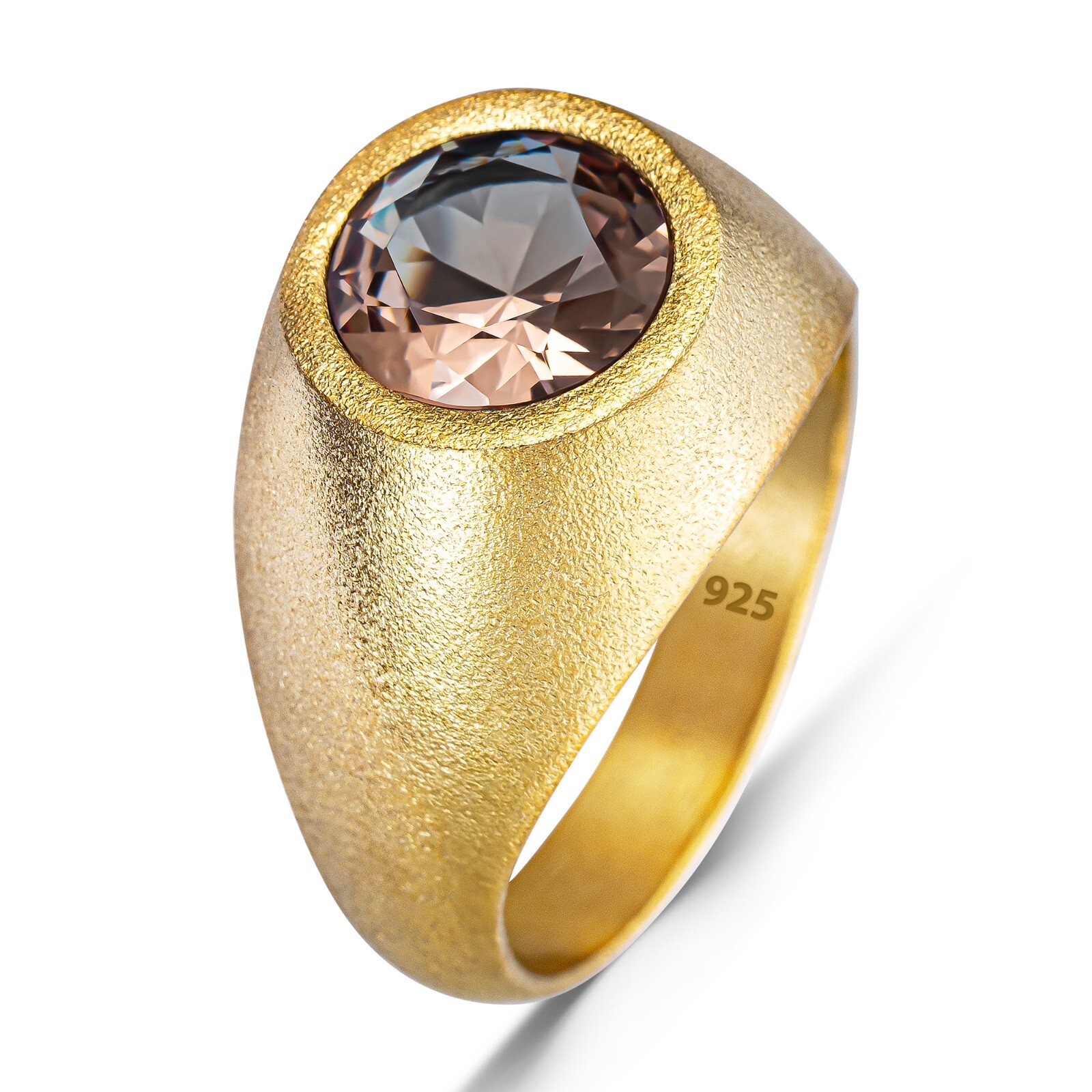 925 Sterling Silver Gold Color Changing Zultanite Stone Alexandrite Mens Ring
