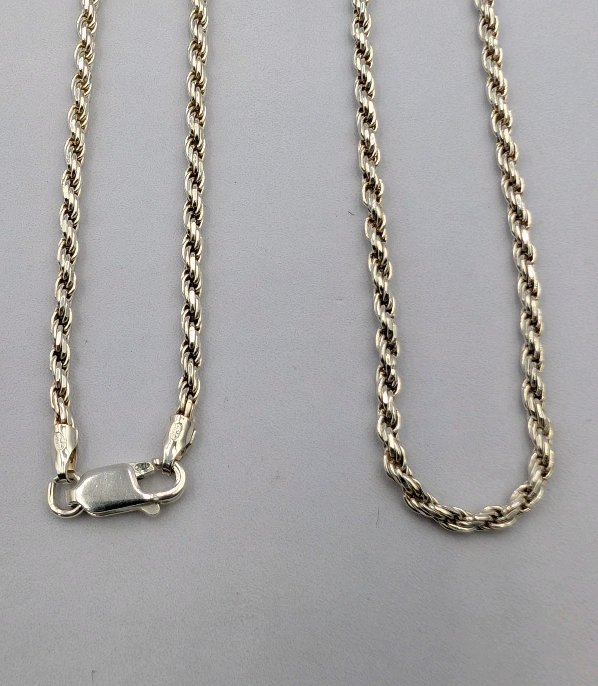 Vtg Italian 925 Sterling Silver Solid Rope Chain Necklace 30″ 2.2mm 14.7g Unisex