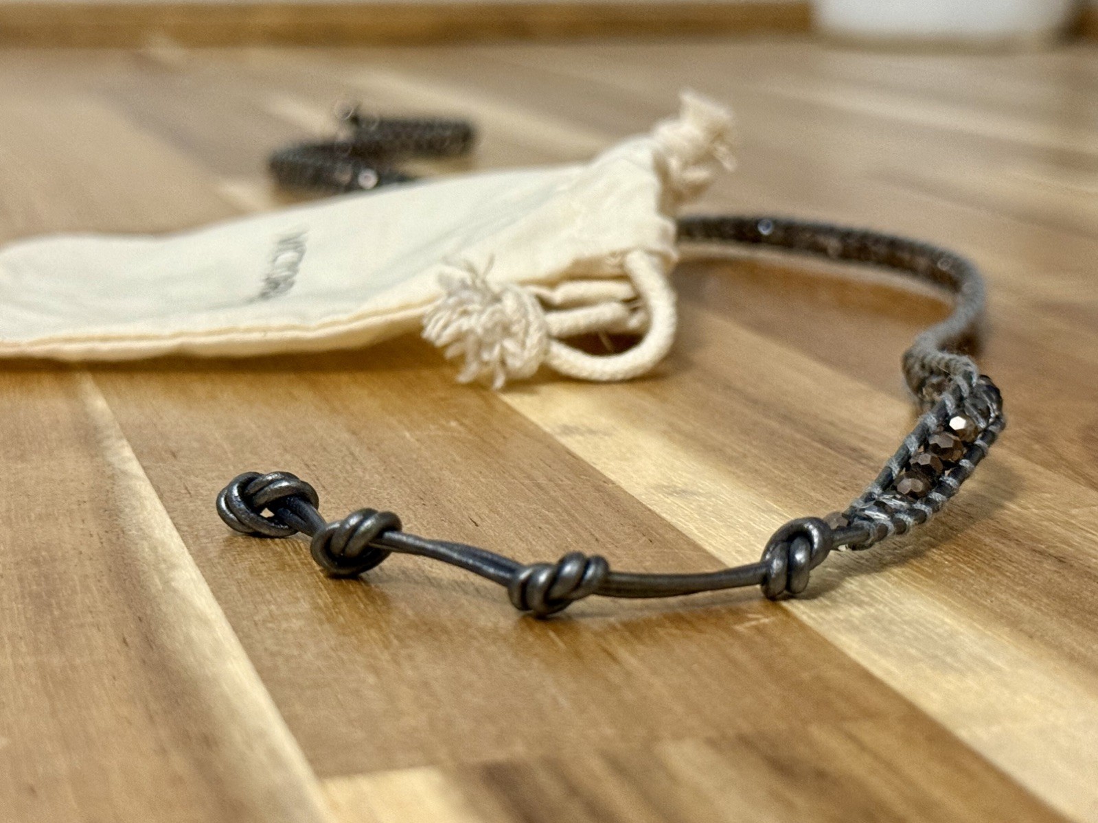 Victoria Emerson Wrap Bracelet Light Gray Crystals on Gray