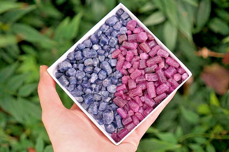 Natural Unheated CERTIFIED Ruby Raw + Sapphire Loose Gemstone Rough Mix 100Carat