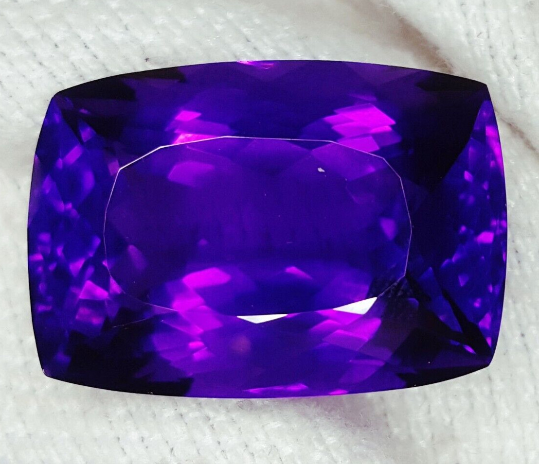 Natural Violet Amethyst 52 Ct Certified Loose Gemstone Untreated Cushion G107