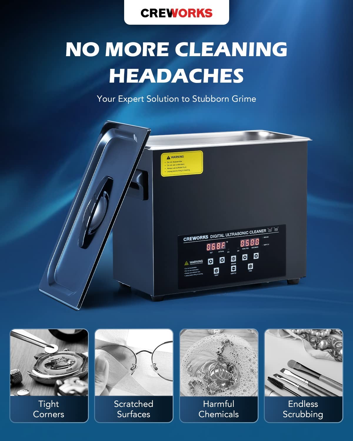 6L Digital Ultrasonic Cleaning Machine with Degas and Gentle Mode, 180W Ultra…