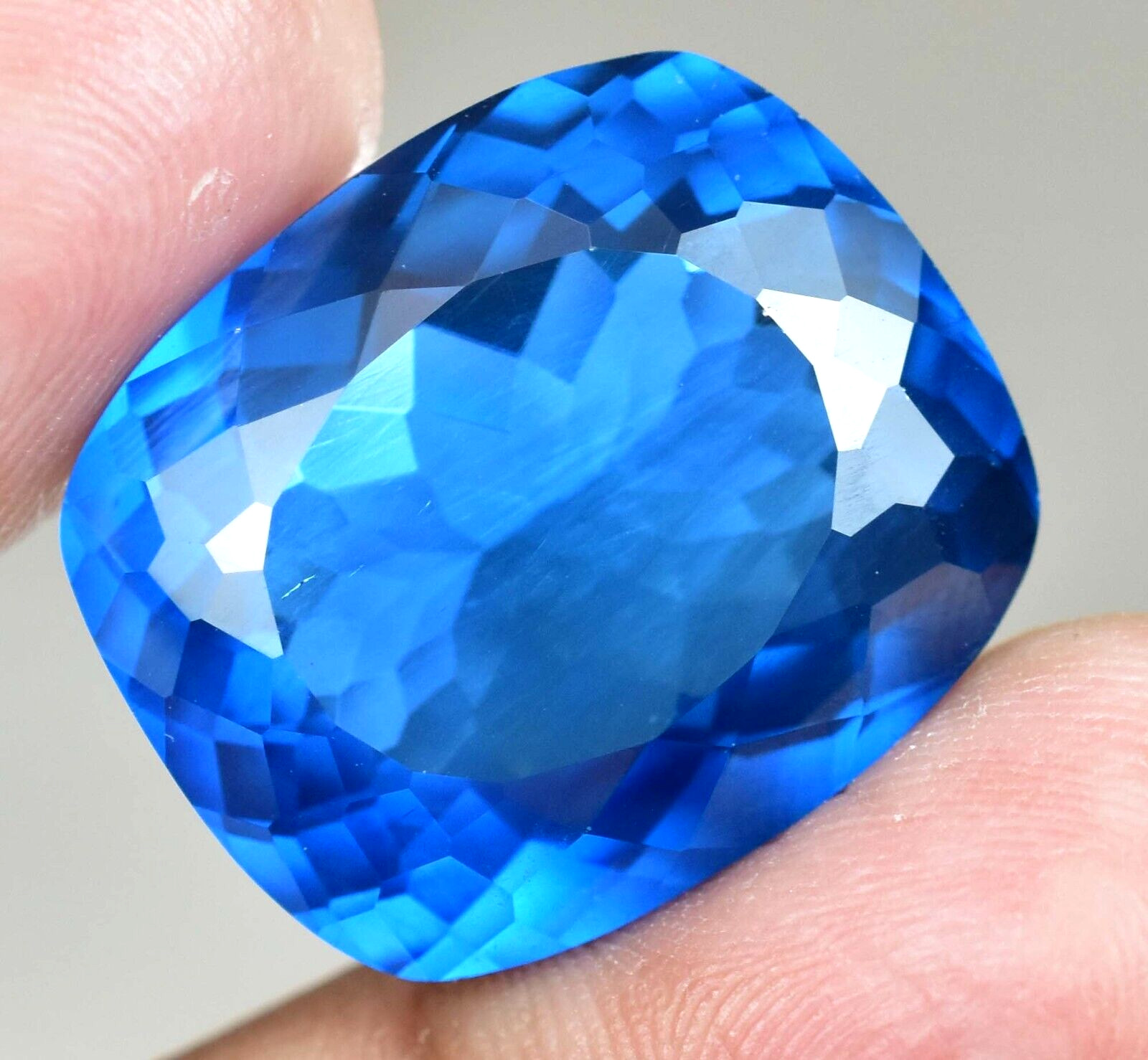 40.55 CT Natural London Blue Topaz AGL Certified Flawless Cushion Cut Gemstone