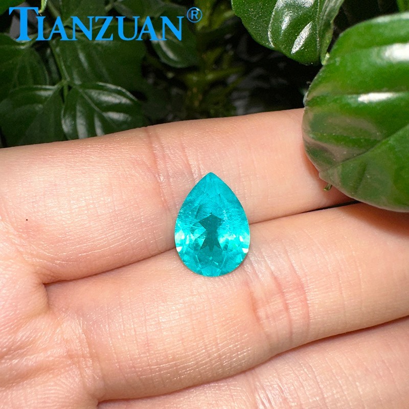 Synthetic YAG Pear Shape Neon Paraiba Color with inclusions loose Gemstones