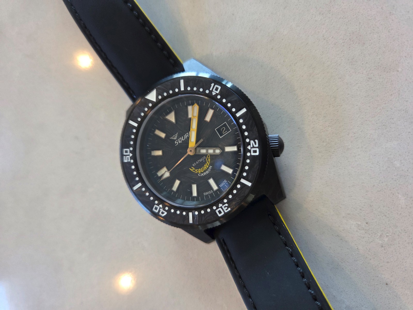 Squale T183 Forged Carbon Dive Watch with Yellow Accents